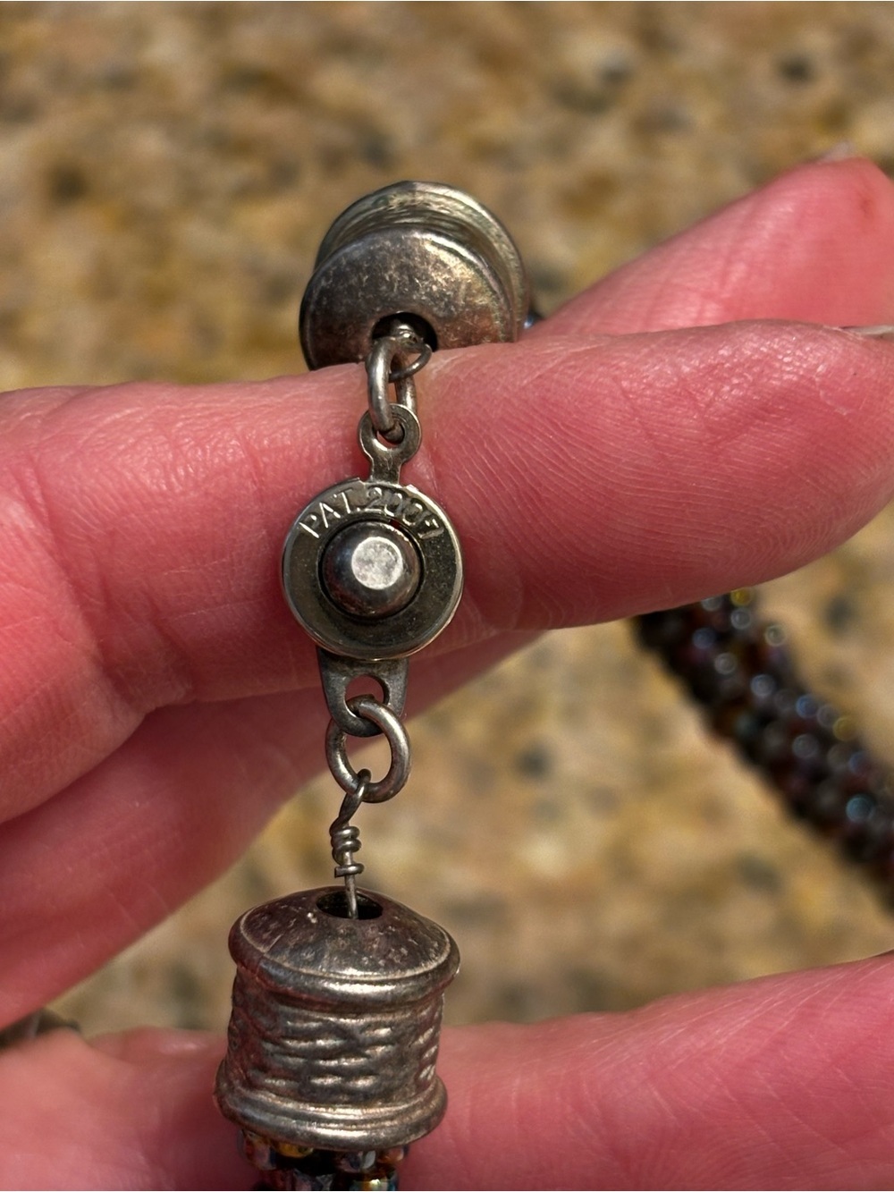 Handcrafted Brown Glass Bead Necklace with Amber Focal Pendant - Picture 3 of 9